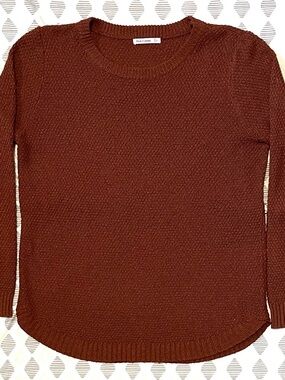 Pink Clover Nickole Textured Sweater - Burnt Orange Crewneck - Size Large